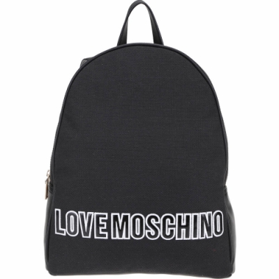 LOVE MOSCHINO 刺繡字母補丁帆布手提後背包(黑色)