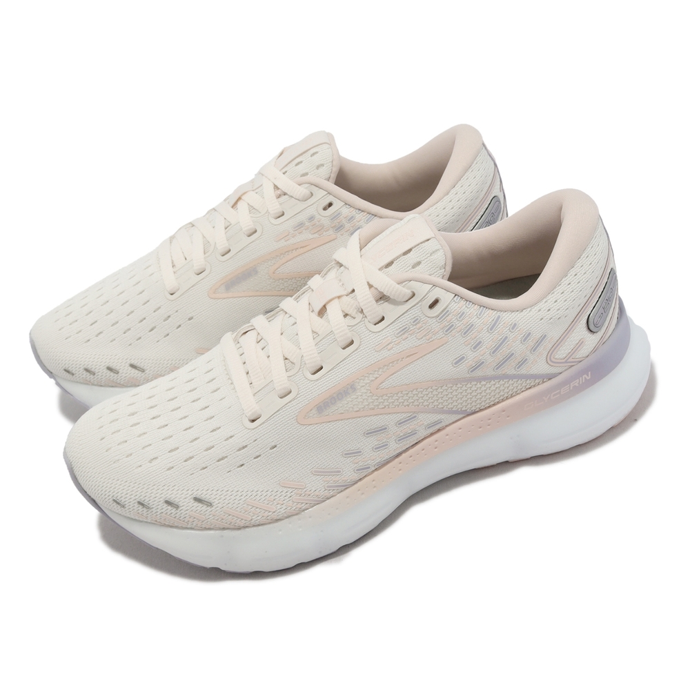 Brooks 慢跑鞋 Glycerin 20 女鞋 白 粉 甘油系列 氮氣中底 緩衝 運動鞋 1203691B199