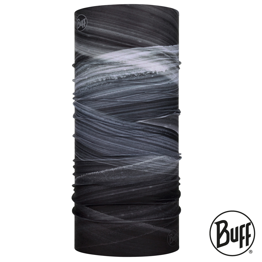 《BUFF》經典頭巾PLUS-墨色旋風 BF123436-901 (路跑/健行/單車/爬山/吸濕排汗)
