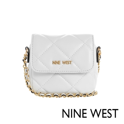 NINE WEST CRESCENT 菱格質感皮鍊帶mini斜背包-純白色(555973)