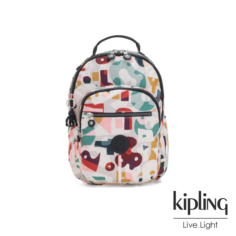 Kipling 音樂派對幾何塗鴉機能手提後背包-SEOUL S