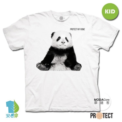 摩達客-美國The Mountain保育系列小貓熊 兒童幼兒 白色純棉短袖T恤