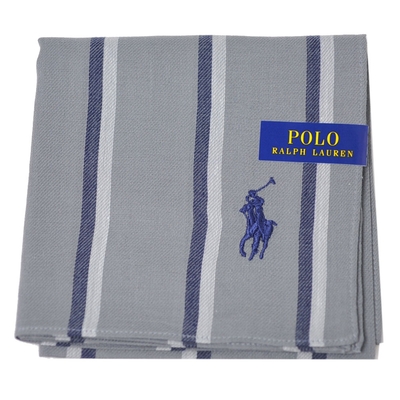 RALPH LAUREN POLO 刺繡小馬LOGO直紋圖騰帕領巾(灰色系)