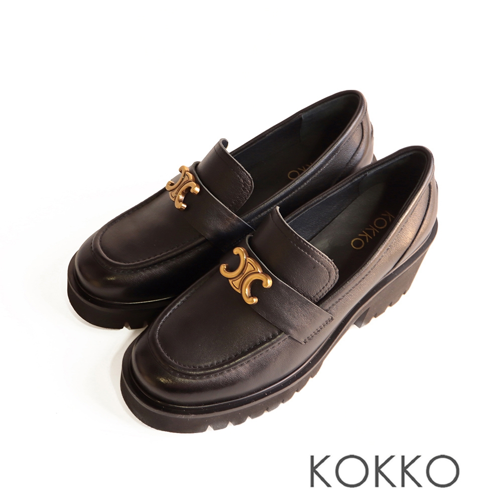 KOKKO超輕量經典柔軟羊皮厚底樂福鞋黑色