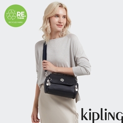 Kipling 褶皺色丁黑側肩多袋隨身包-DANITA