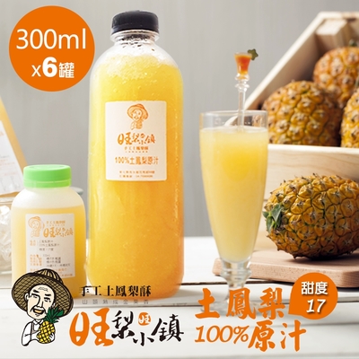 旺梨小鎮 100%土鳳梨原汁-獨享瓶x6罐(300ml/罐)