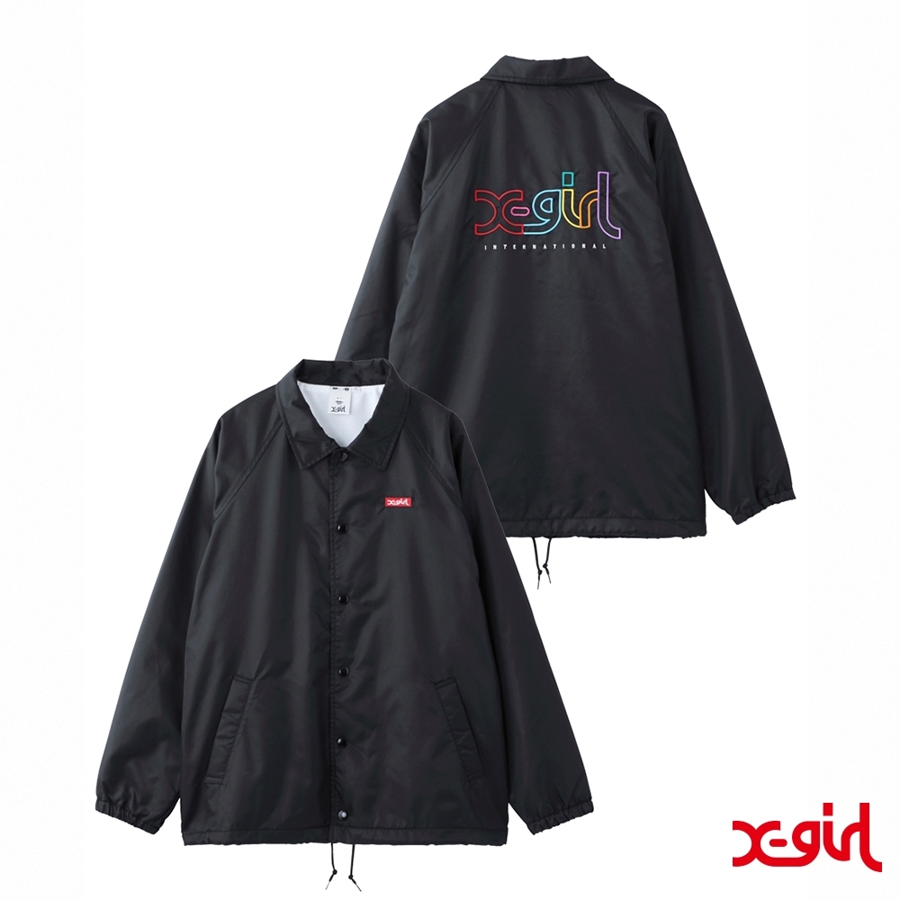 X-girl EMBROIDERY MILLS LOGO COACH防風外套-黑