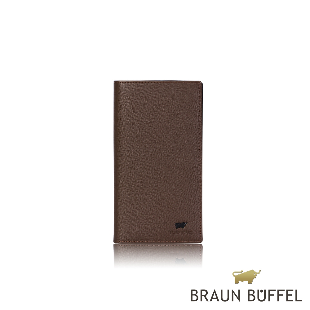 【BRAUN BUFFEL 德國小金牛】台灣總代理 艾康 18卡長夾-咖啡色/BF366-631-BR