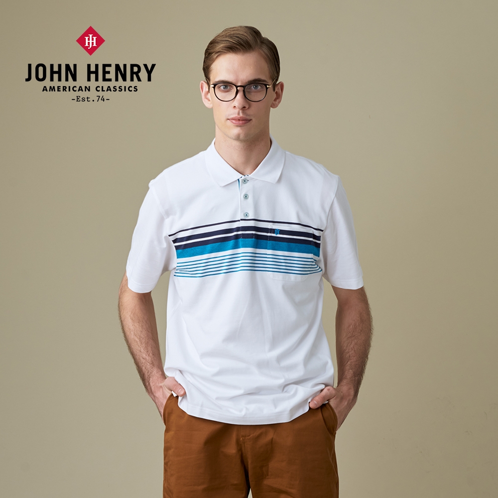 JOHN HENRY 條紋配色口袋休閒POLO衫-兩色選