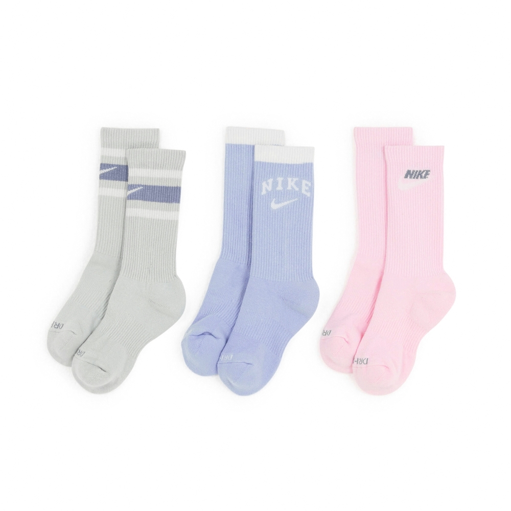 Nike 襪子Everyday Plus Crew Socks 男女款長襪馬卡龍色綠藍粉三雙入