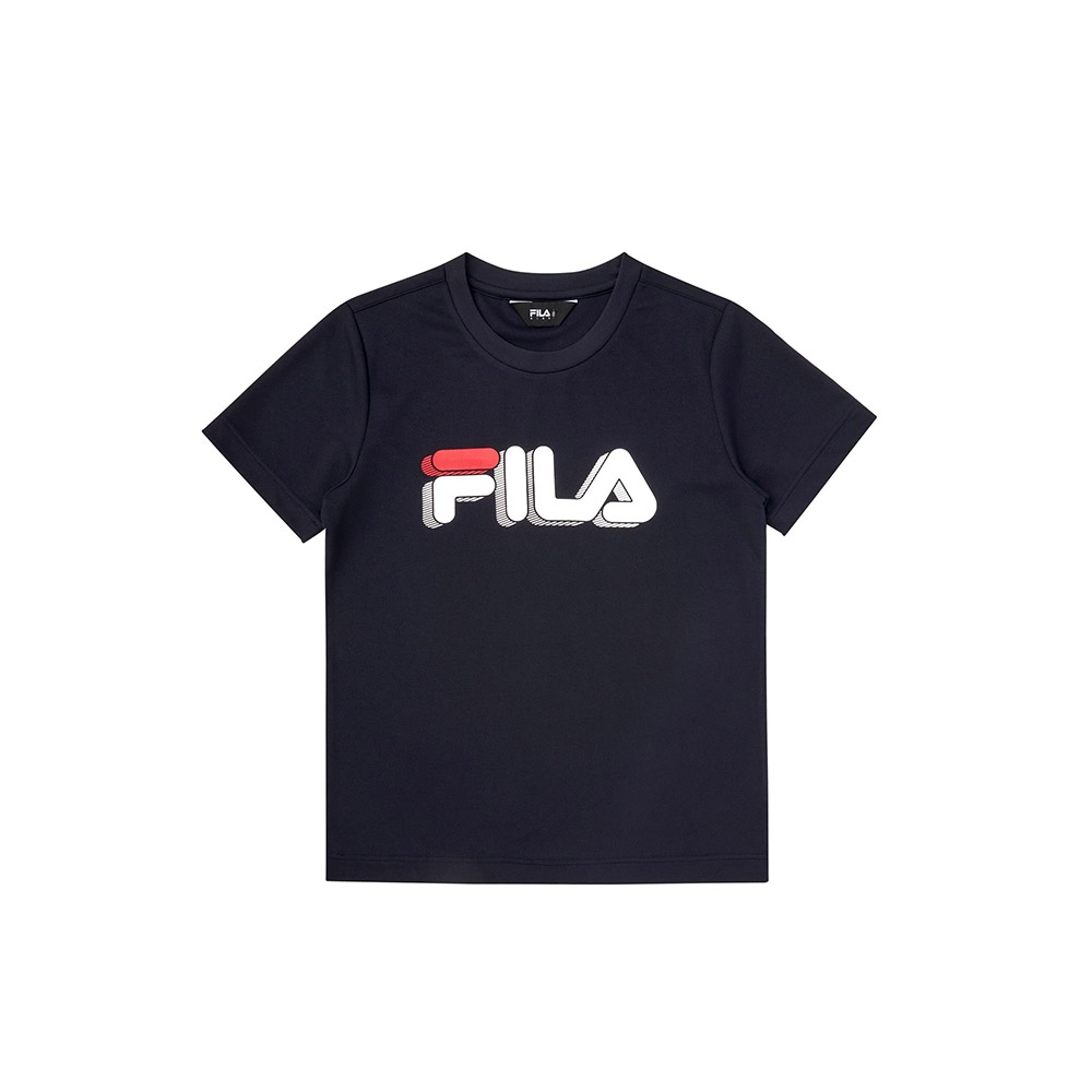 FILA KIDS 童吸濕排汗短袖上衣-丈青 1TEW-4908-NV