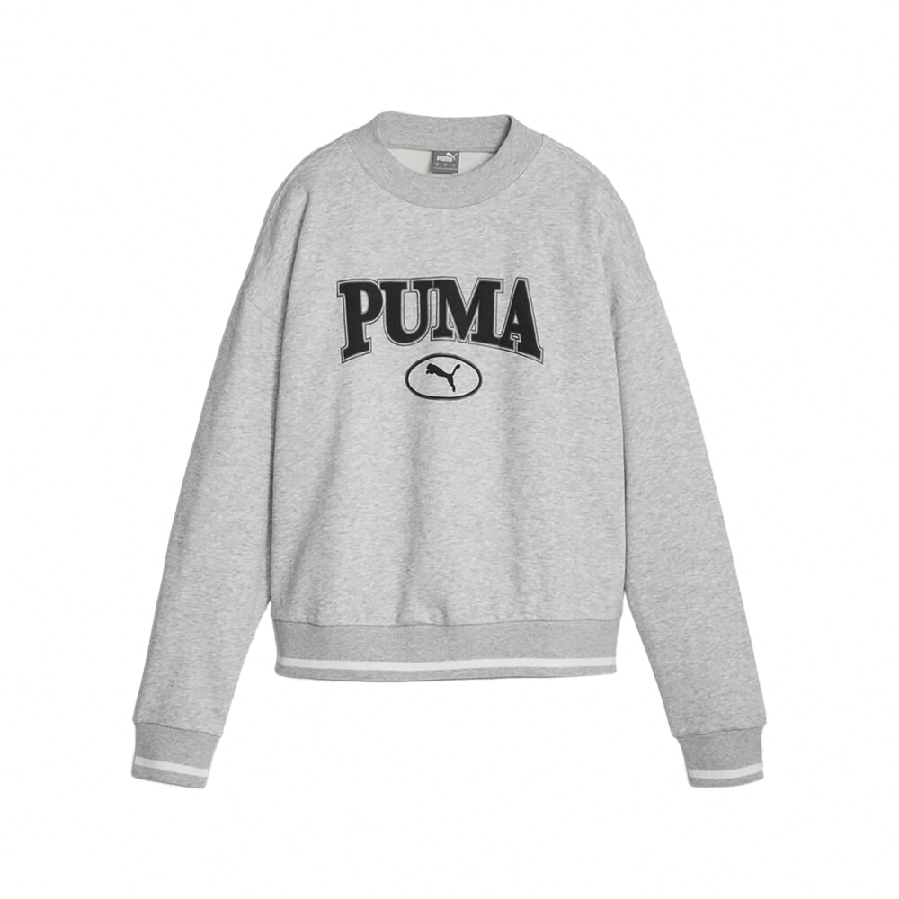 Puma 長袖Squad 女款灰白寬鬆衛衣大學T 大LOGO 62359704 | PUMA