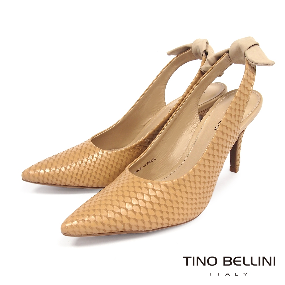 Tino Bellini 巴西進口牛皮蝴蝶結後拉帶尖頭跟鞋