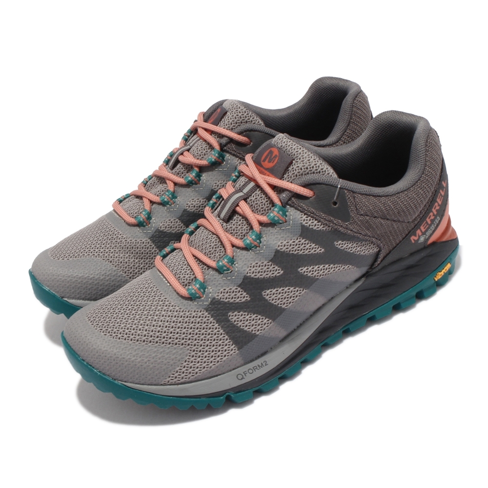 Merrell 戶外鞋 Antora 2 GTX 防潑水 女鞋 登山 越野 耐磨 黃金大底 穩定 支撐 灰 綠 ML066942