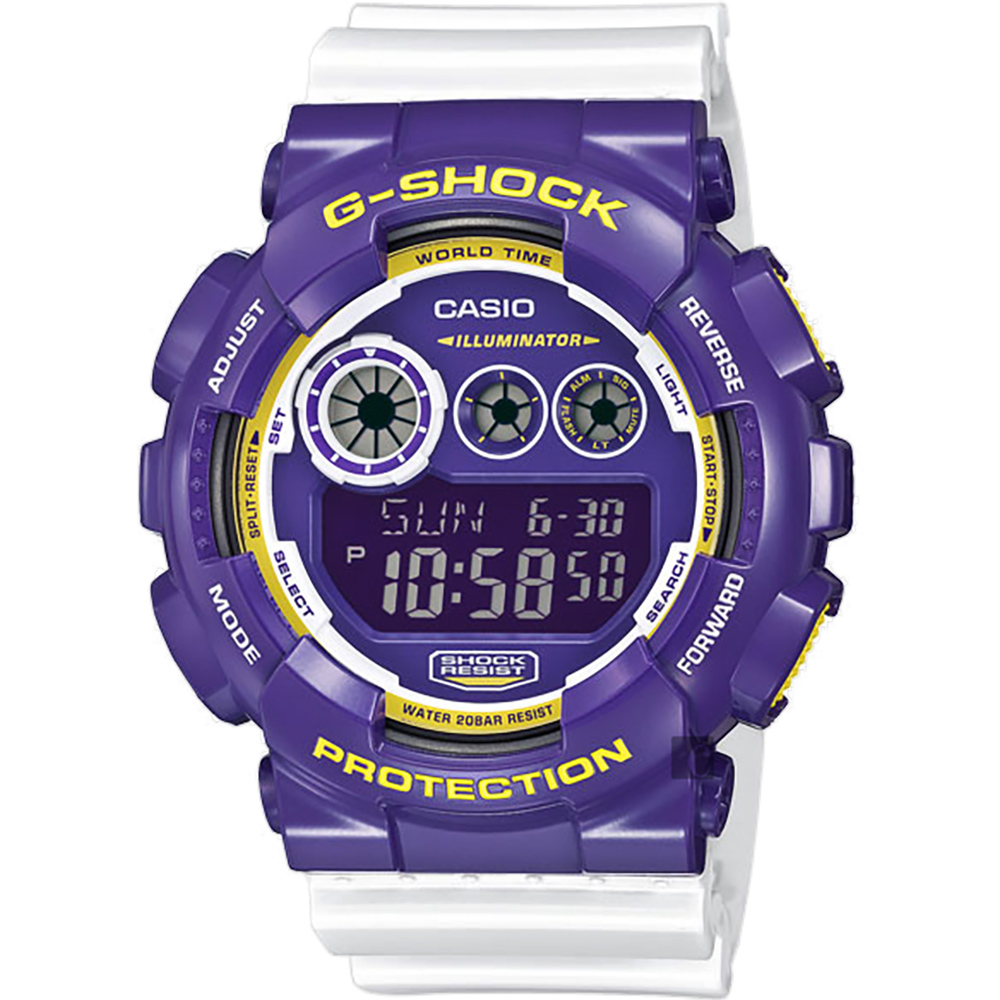 CASIO 卡西歐 G-SHOCK 玩酷撞色手錶-紫x白(GD-120CS-6)