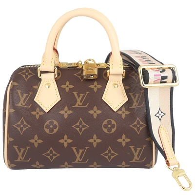 LV M46234 Monogram 老花帆布黑色刺繡肩帶肩背/手提波士頓包