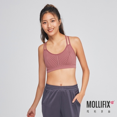 Mollifix 瑪莉菲絲 A++活力自在雙肩帶舒適BRA (玫木紅)瑜珈服、無鋼圈、開運內衣