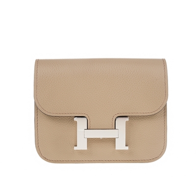 HERMES 經典Constance Etophe 銀釦腰包/短夾 (附可拆式零錢包)(8Q BEIGE MARFA)