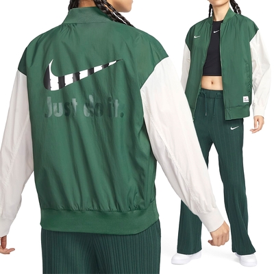 Nike NSW WVN VSY BMR JKT GCEL 女 綠白 運動 休閒 舒適 夾克 外套 FQ0703-323