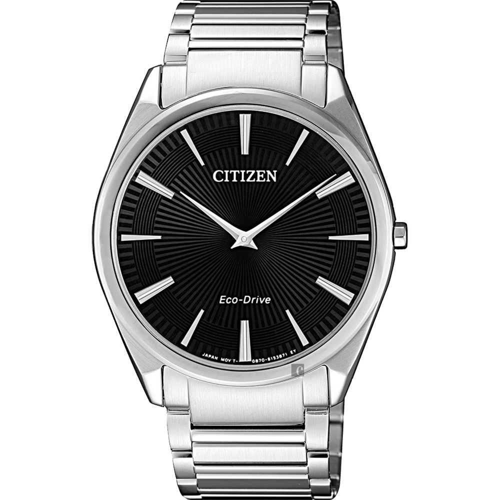 CITIZEN 星辰 Eco-Drive 紳士薄型手錶-黑x銀/38mm AR3071-87E