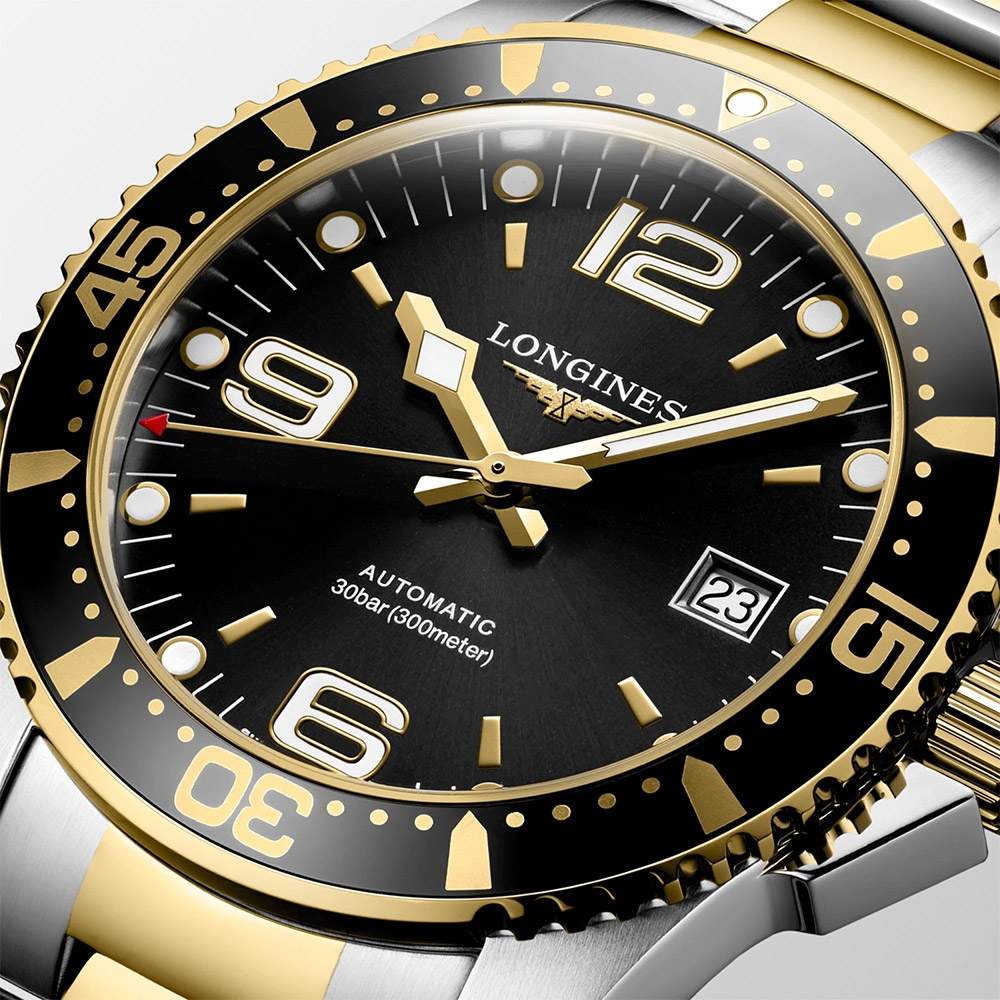 LONGINES 浪琴 官方授權 征服者300米64小時動力儲存潛水機械錶-黑x雙色版/41mm L3.742.3.56.7