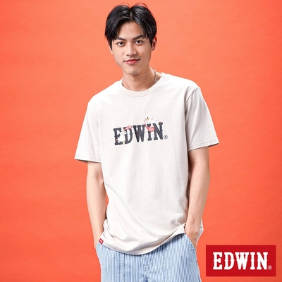 EDWIN 網路限定 聊天插畫LOGO短袖T恤-中性-淺卡其
