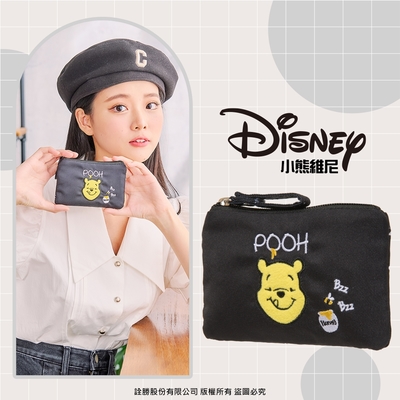 【Disney】小熊維尼-甜蜜蜂潮-票卡零錢包-黑 PTD21-B6-22BK