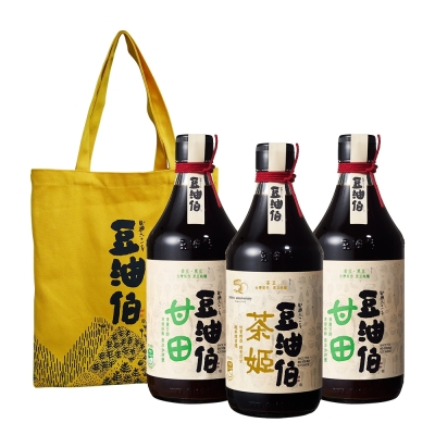 【豆油伯】茶姬甘田醬油三入組(500mlx3)-袋子顏色隨機出貨