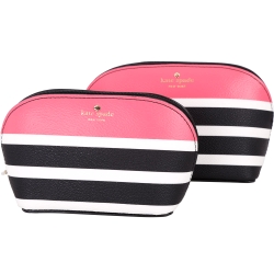 Kate spade abalene stripes 條紋皮革子母化妝包