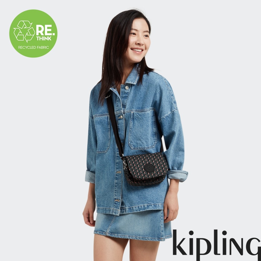 Kipling 立體K字母撞粉色掀蓋式小肩背包-LOREEN MINI