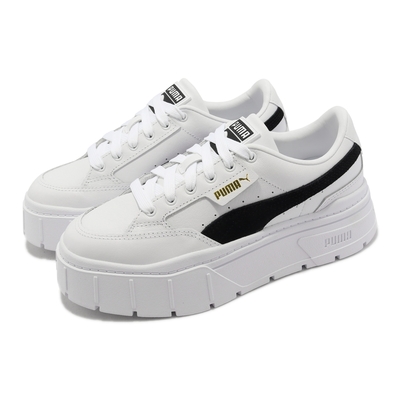 Puma 休閒鞋 Mayze Stack Wns 女鞋 白 黑 皮革 厚底 增高 經典 38436304