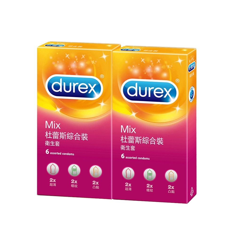 Durex杜蕾斯 綜合裝保險套-超薄x2+螺紋2+凸點x2 6片x2盒