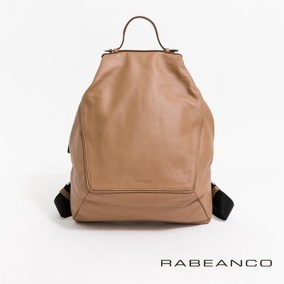 RABEANCO 時尚系列牛皮菱形後背包 駝