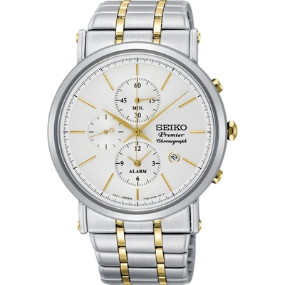 SEIKO 精工 Premier 經典時尚三眼石英腕錶-男錶(SNAF80J1)41mm SK008