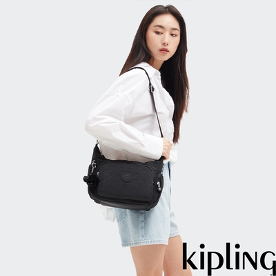 『牛角包』Kipling 午夜星空黑輕巧多袋實用側背包-GABB S