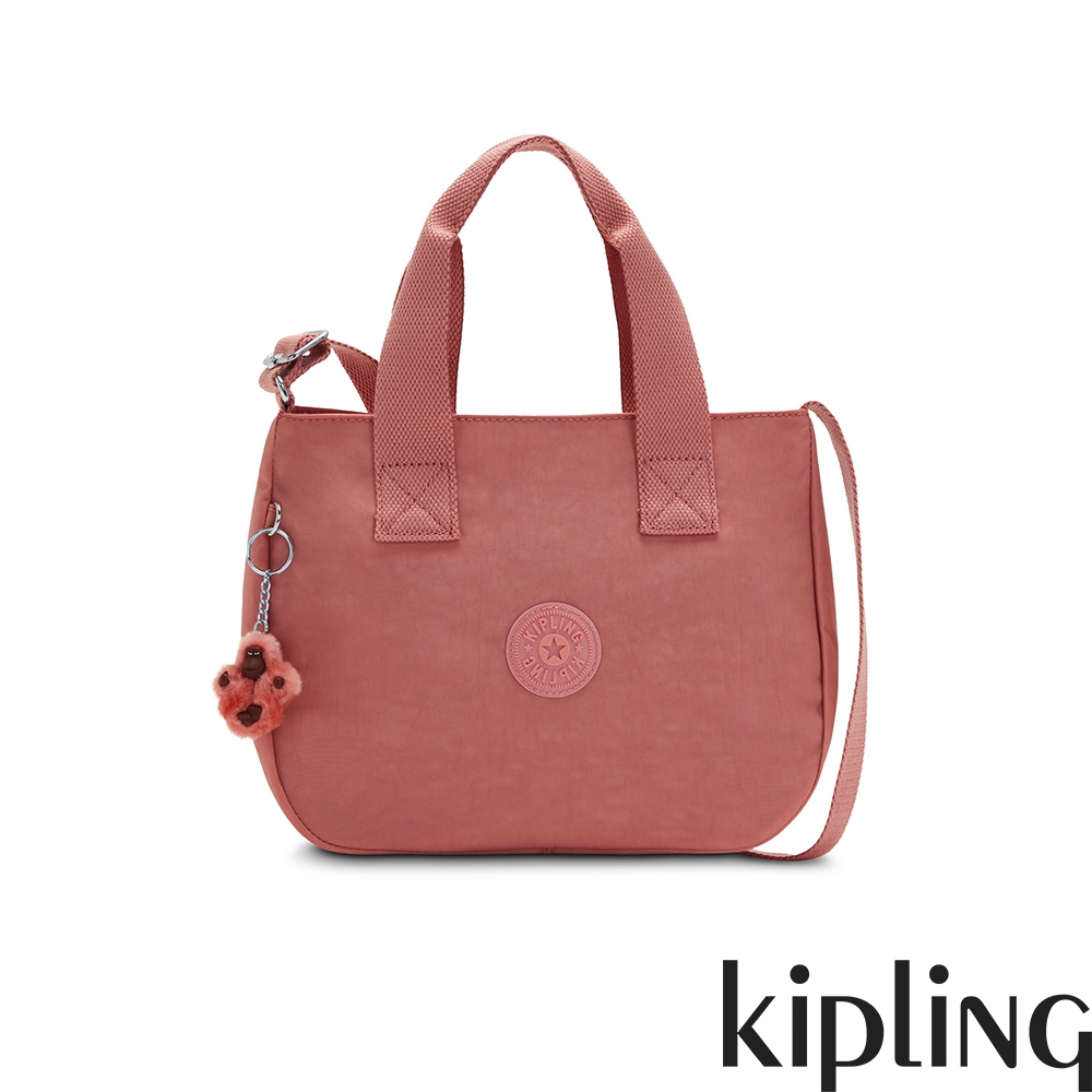 Kipling 霧面浪漫蜜桃粉手提側肩包-ALEXUS