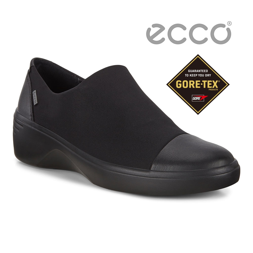 ECCO SOFT 7 WEDGE W 時尚運動風厚底增高休閒鞋 女鞋 黑色