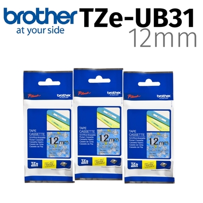 【3入組】brother TZe-UB31 卡通護貝標籤帶 (12mm 藍色SNOOPY)