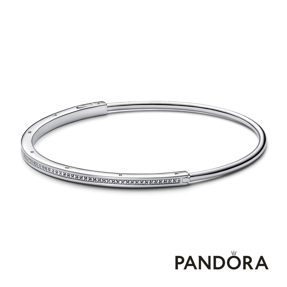 【Pandora官方直營】Pandora Signature 經典 I-D 寶石密鑲手環-925銀