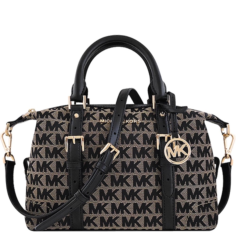 MICHAEL KORS Ginger LOGO織紋手提/斜背兩用包(黑色)