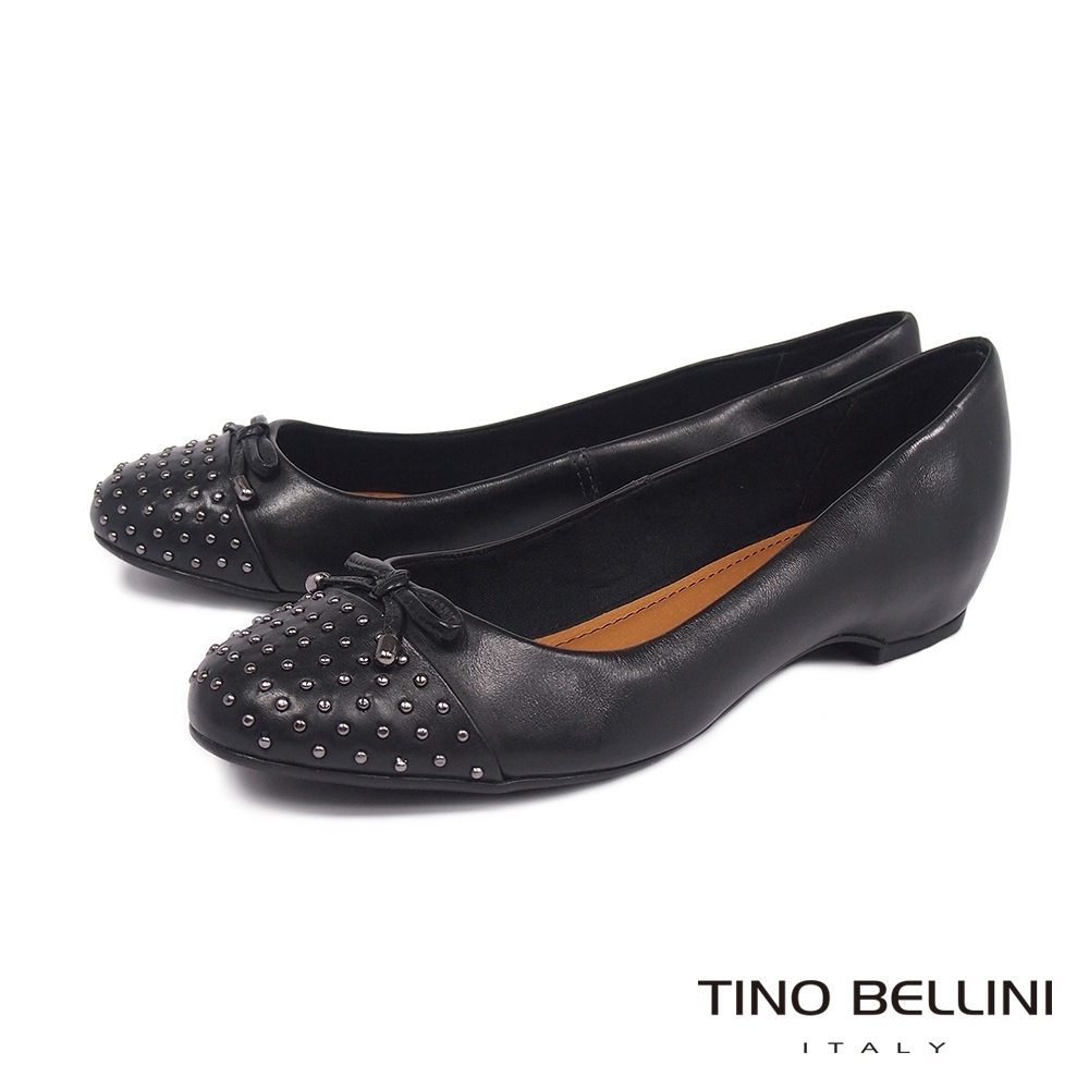 Tino Bellini 巴西進口小圓釘內增高平底鞋 _黑