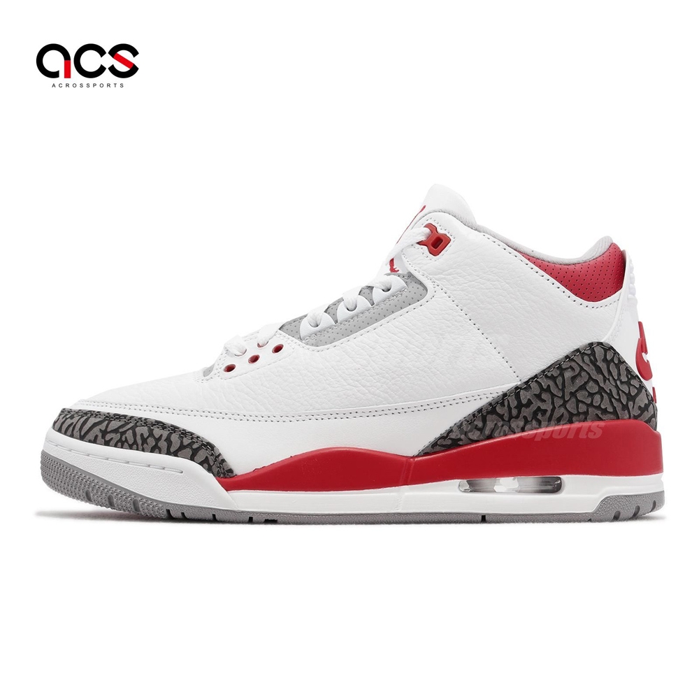 Nike Air Jordan 3 Retro 男鞋白紅爆裂紋Fire Red OG 老屁股三代DN3707