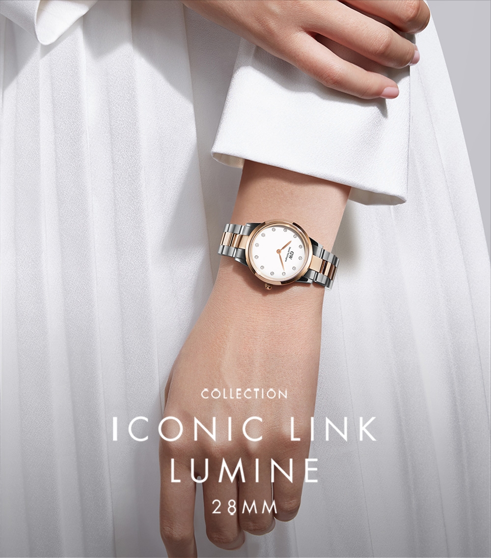 Daniel Wellington DW 手錶Iconic Link Lumine 28mm精鋼錶-雙色