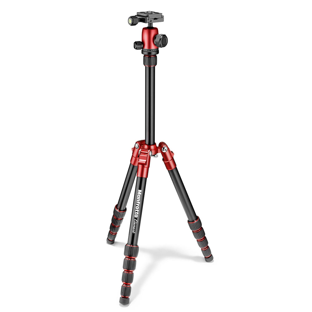 Manfrotto Element 鋁合金小型腳架-紅色(MKELES5RD-BH) | 小型腳架50cm 