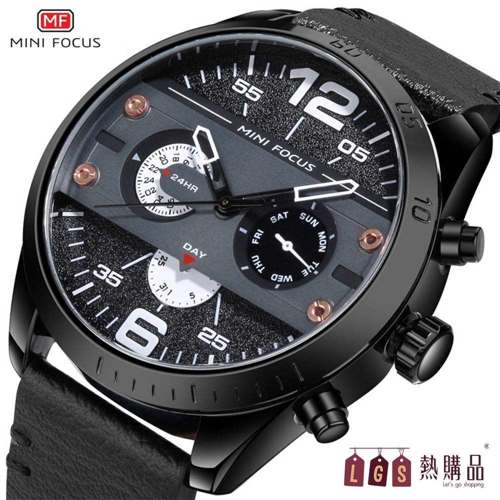 LGS x MF 熱購品獨家聯名款 商務防水電子錶 30米防水 真皮錶帶 賽車錶盤