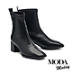 短靴 MODA MODAY 質感簡約純色方頭高跟短靴－黑 product thumbnail 1