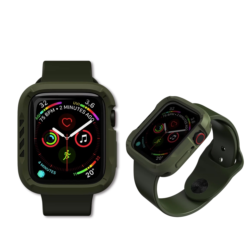 JTLEGEND Apple Watch Series 7/6/5/4/SE 45mm/44mm ShockRim 防摔錶殼-軍綠/黑