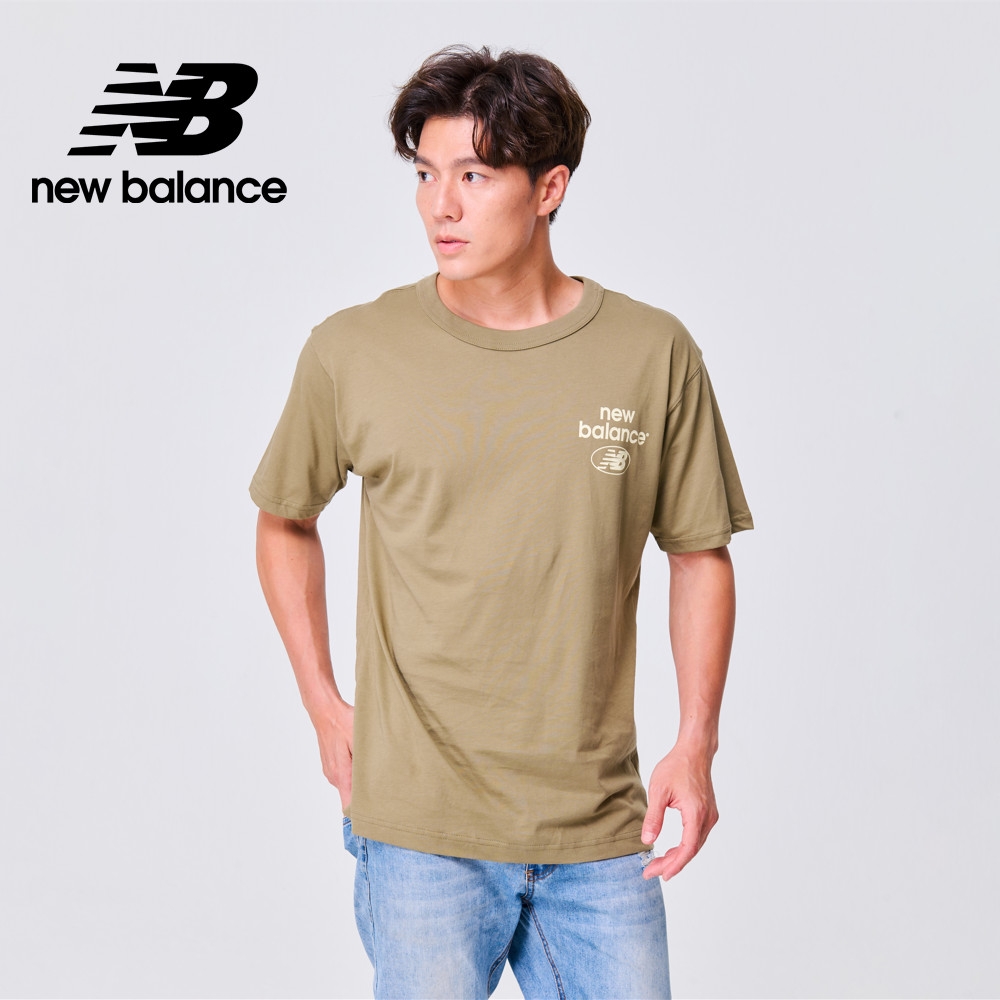 New Balance]簡約LOGO棉質短袖上衣_男性_橄欖綠_AMT31518CGN | New