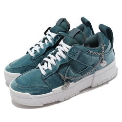 Nike 休閒鞋 Dunk Low Disrupt 女鞋 基本款 解構 質感 絨布 球鞋穿搭 藍綠 白 DO5219-010