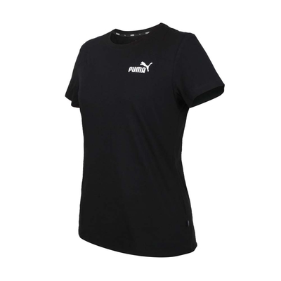 PUMA 女基本系列ESS+刺繡短袖T恤-歐規 純棉 慢跑 休閒 上衣 84833101 黑白